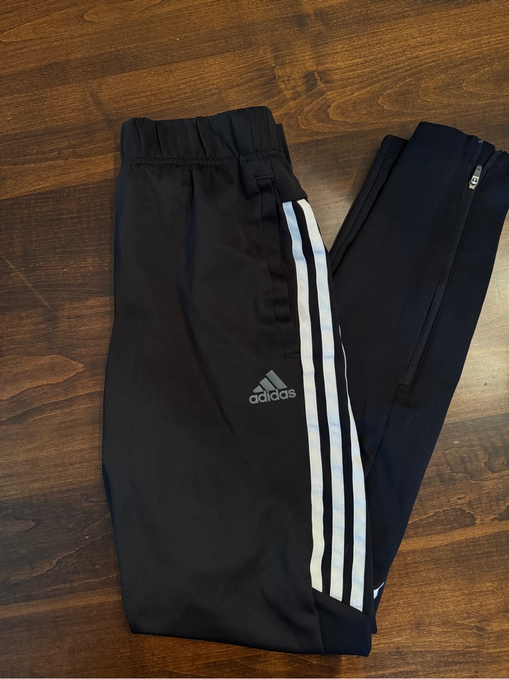 Adidas Aeroready Athletic Black Joggers with White Three-Stripes - Men’s Small